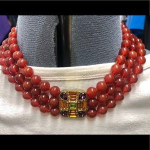 Heidi Daus vintage like new carnelian beaded magnetic closure necklace